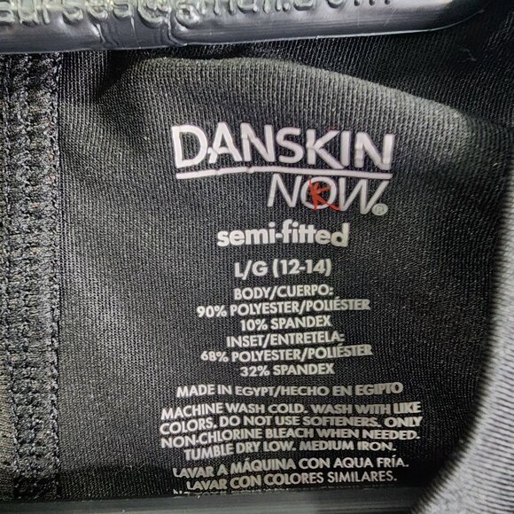 Womens Black Danskin Now Semi-Fitted Shirt Top Short Sleeve Activewear Size L - Picture 4 of 8